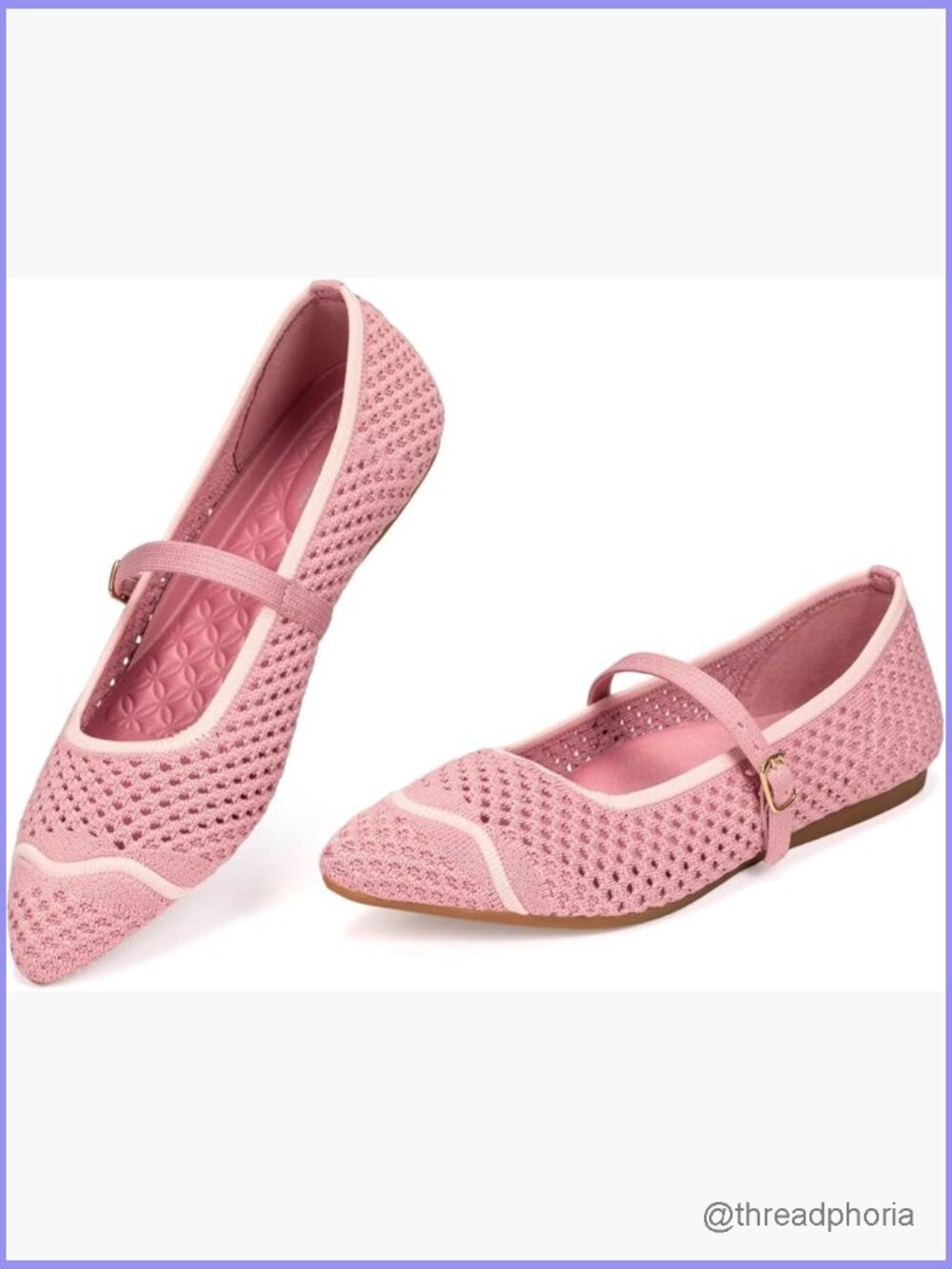 Washable Knit Ballet Flats - Pointed Toe Mesh Shoes for Women Office Walk
